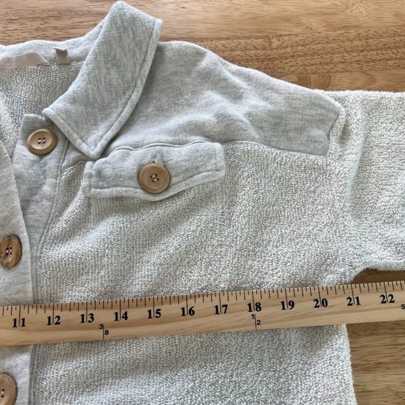 Soft Surroundings Terry Knit Button Front Shirt Jacket Shacket Grey Size Large - Picture 9 of 9
